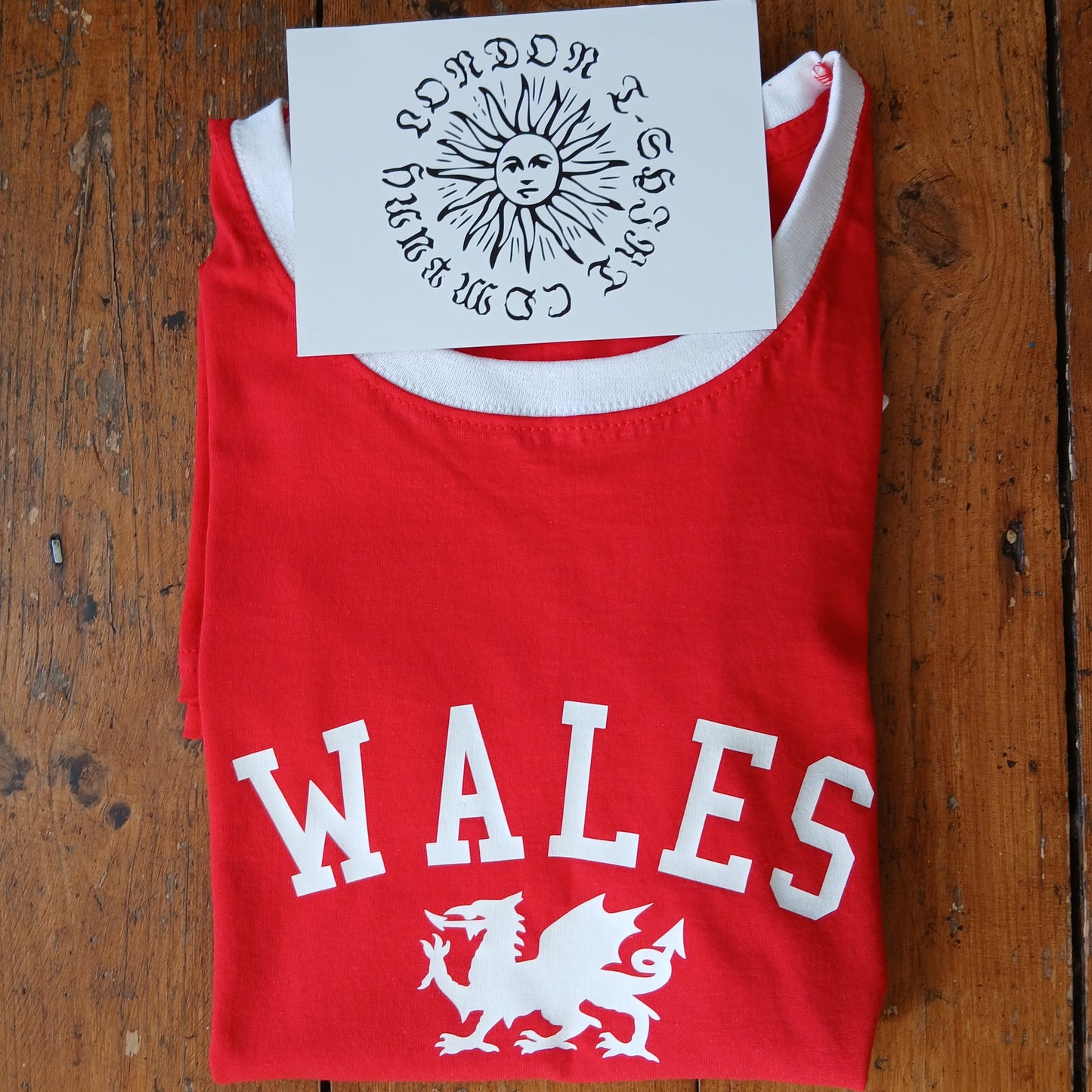 Wales Ringer T-Shirt - Retro Style, Welsh Dragon Souvenir, S-3XL
