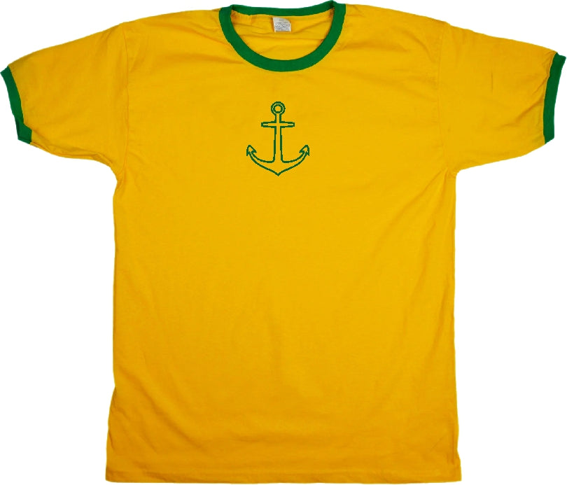Anchor Ringer T-Shirt - Sea, Navy, Travel, S-XXL