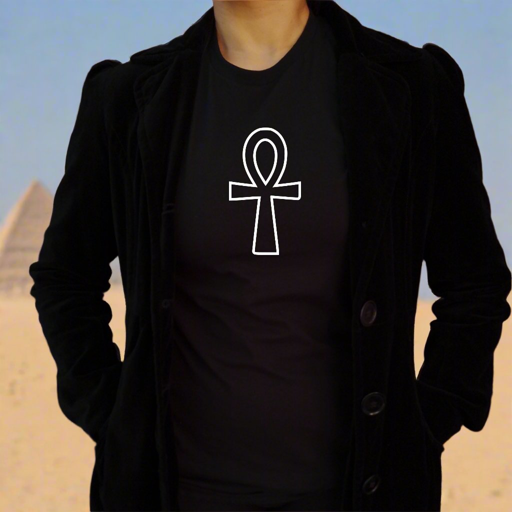 Ankh Outline Cross T-Shirt - Ancient Egyptian Symbol, Various Colours
