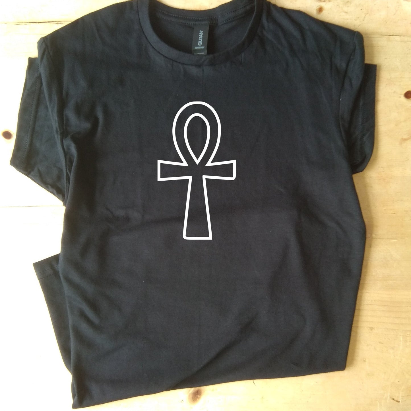 Ankh Outline Cross T-Shirt - Ancient Egyptian Symbol, Various Colours
