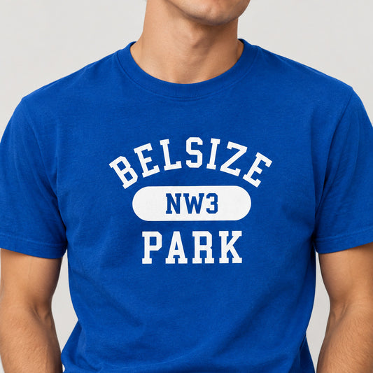Belsize Park T-Shirt - London College Style Souvenir, Custom Versions Available, Various Colours