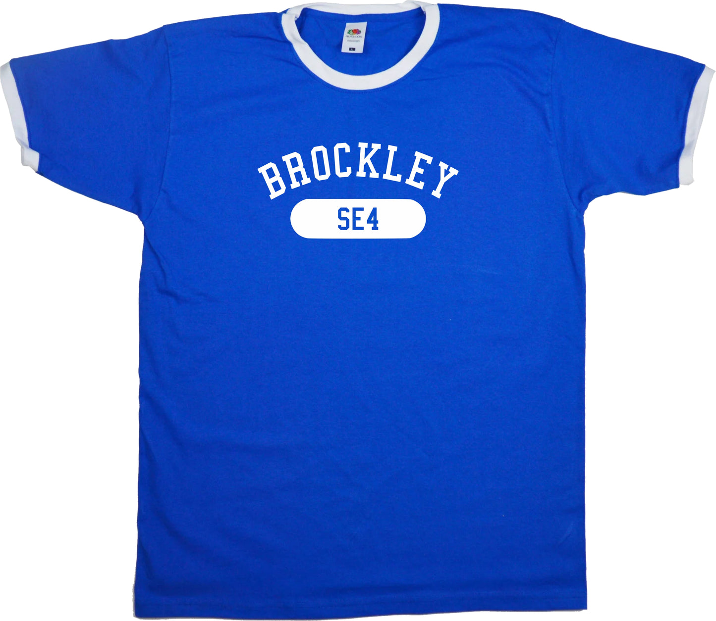 Brockley SE4 Ringer T-Shirt - South London Souvenir, Custom Print Available, Ivy League Style, Various Colours