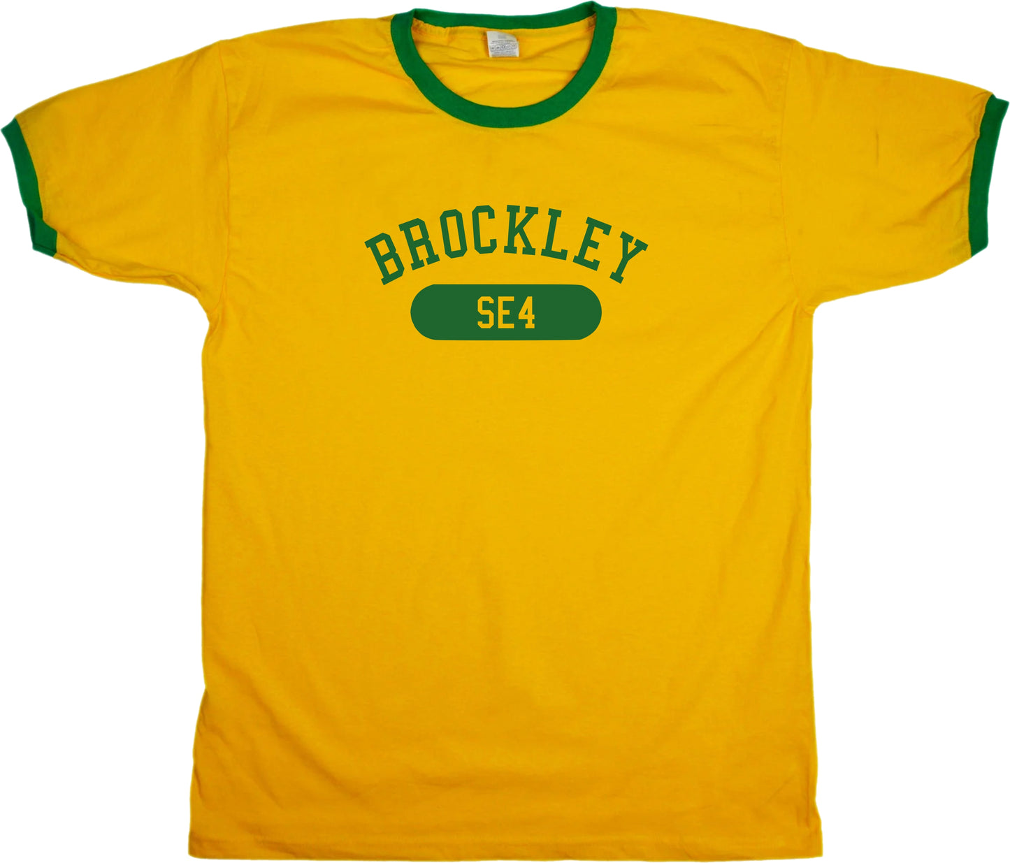 Brockley SE4 Ringer T-Shirt - South London Souvenir, Custom Print Available, Ivy League Style, Various Colours
