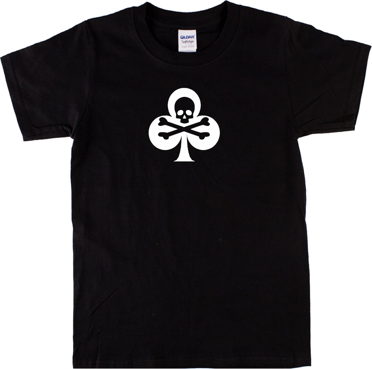 Clubs Skull T-Shirt - Cards, Clover, Punk Rock, Rockabilly, Biker, Various Colours