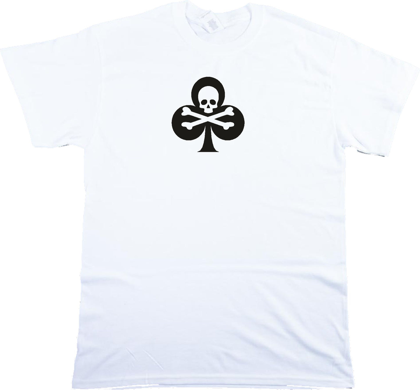Clubs Skull T-Shirt - Cards, Clover, Punk Rock, Rockabilly, Biker, Various Colours