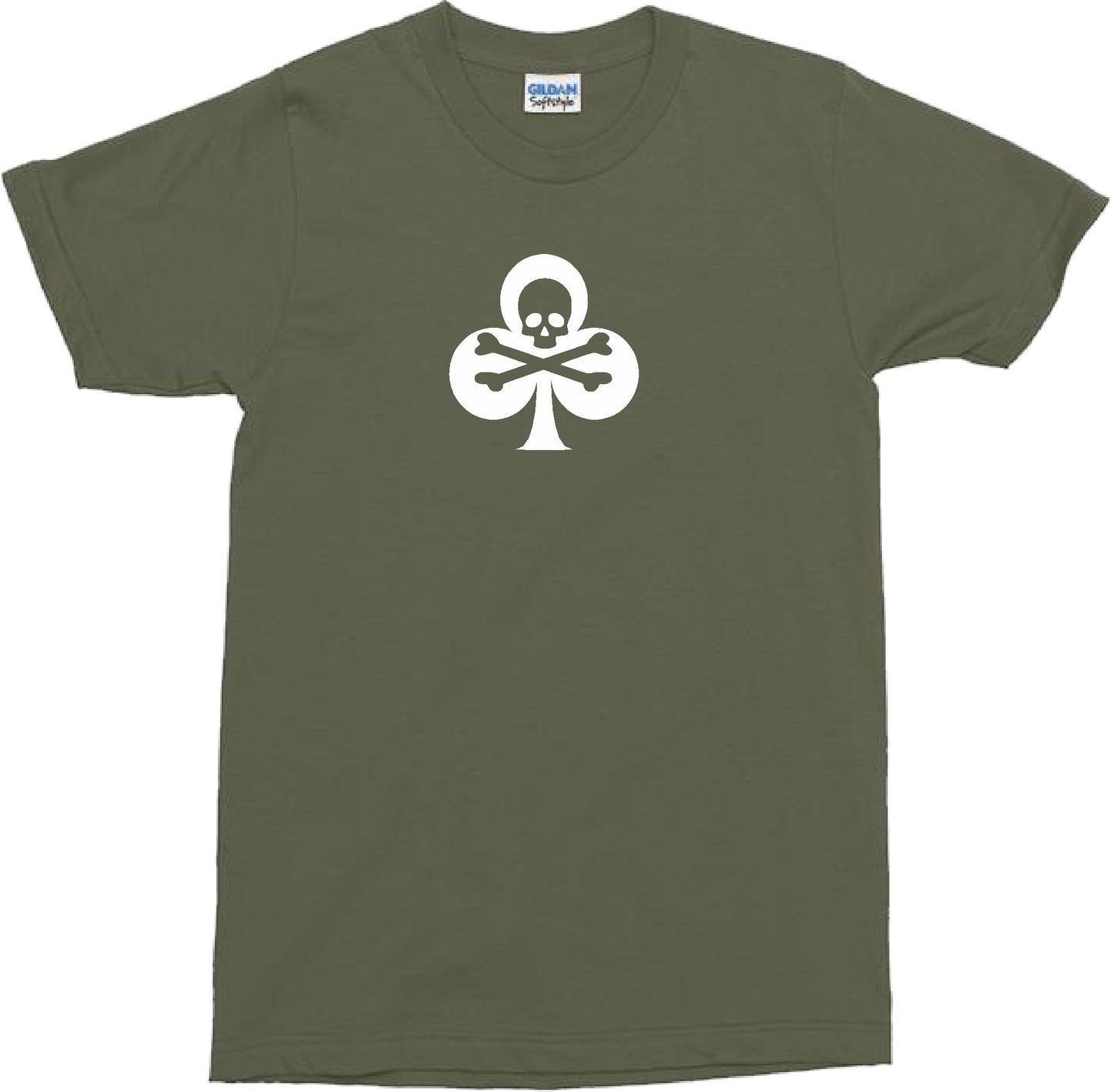 Clubs Skull T-Shirt - Cards, Clover, Punk Rock, Rockabilly, Biker, Various Colours