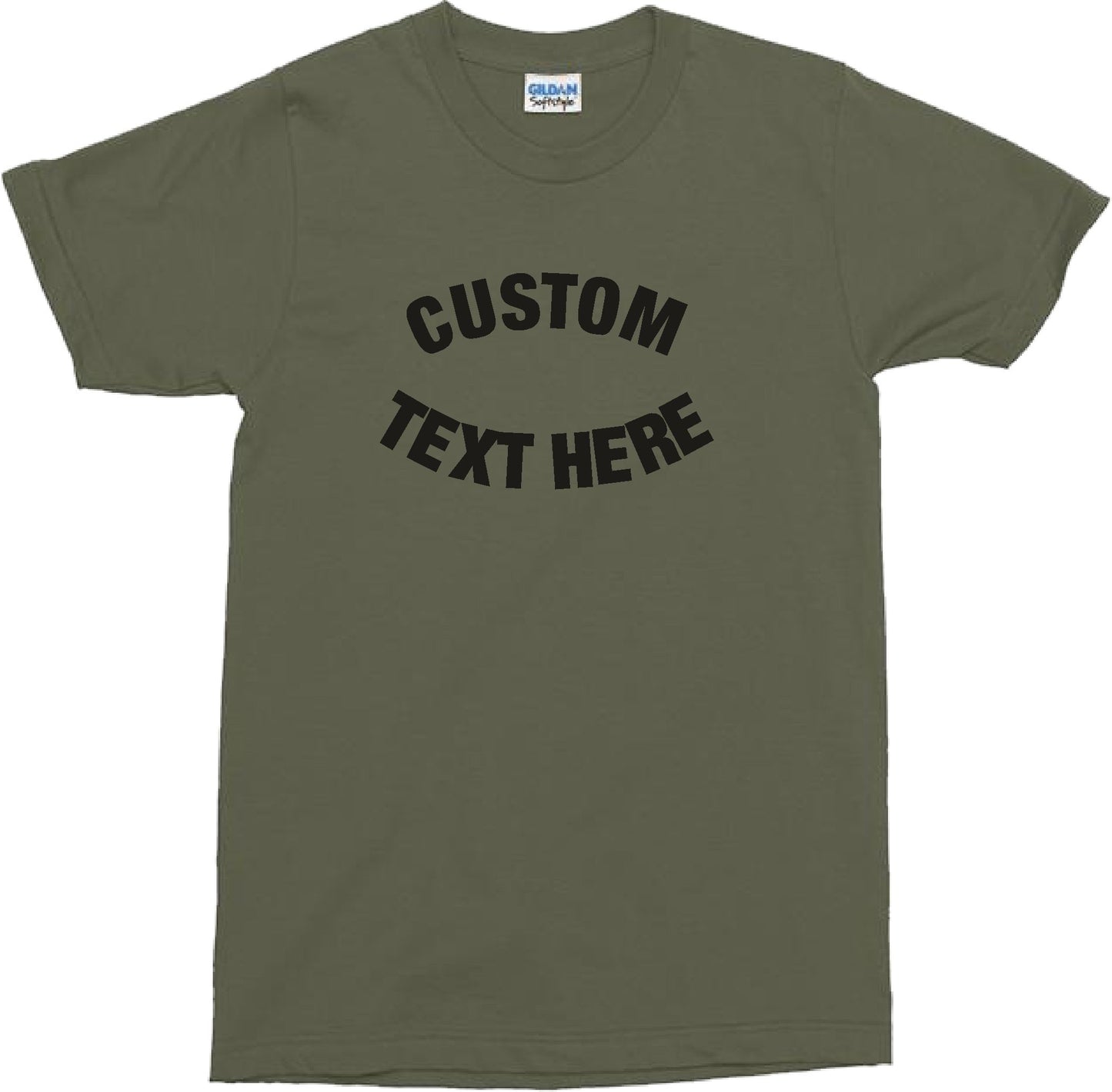 Custom Printed Curved Text T-Shirt - Personalised, Retro College Style, Various Colours