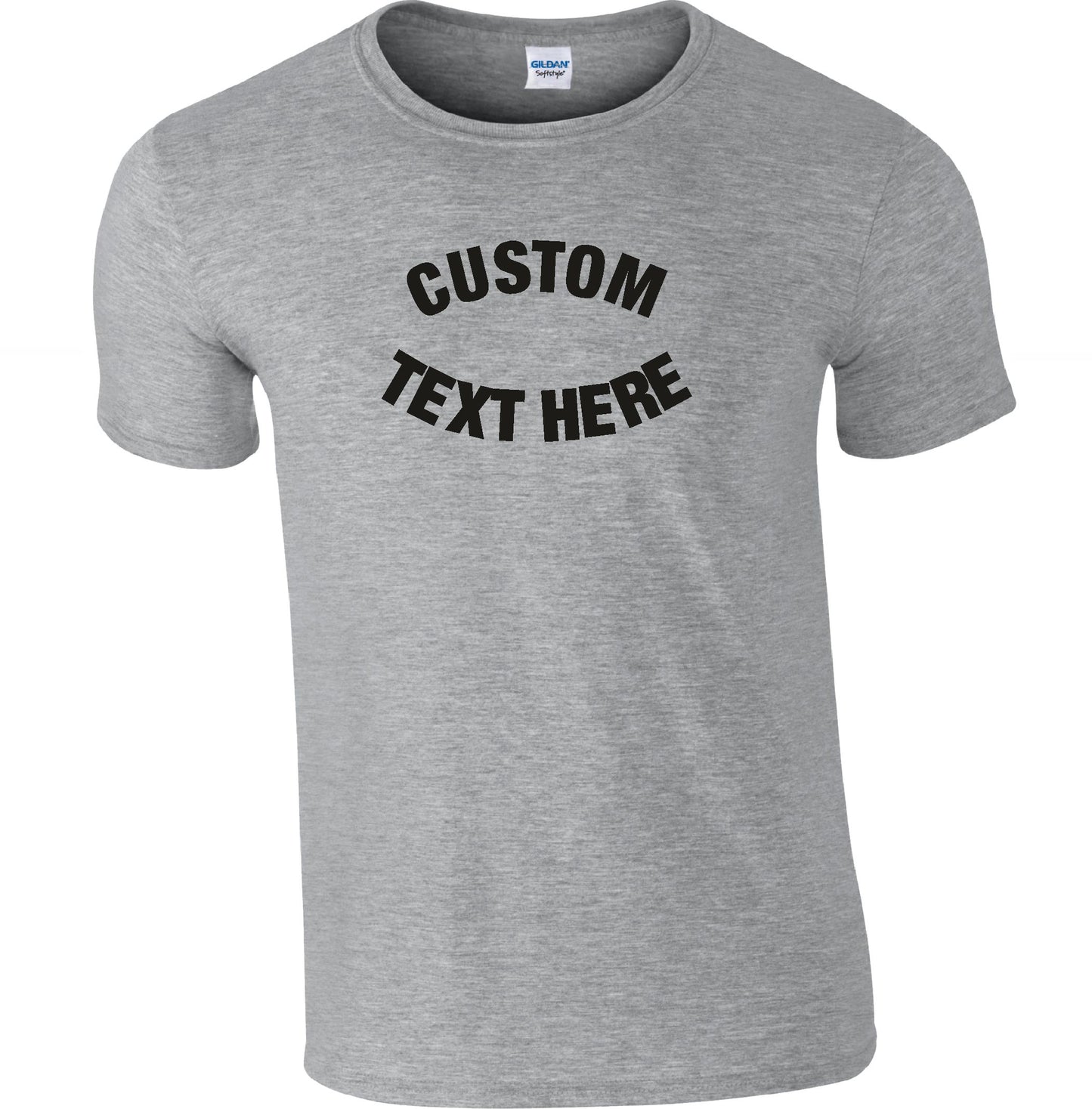 Custom Printed Curved Text T-Shirt - Personalised, Retro College Style, Various Colours