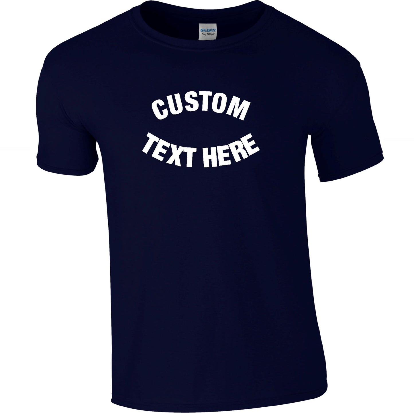 Custom Printed Curved Text T-Shirt - Personalised, Retro College Style, Various Colours