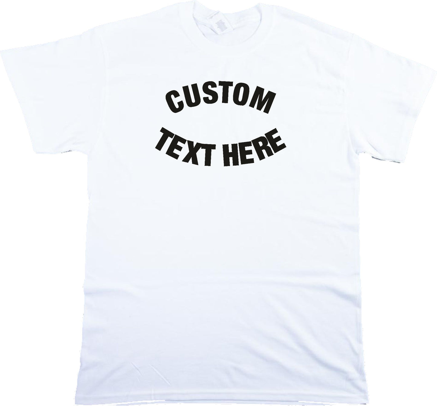 Custom Printed Curved Text T-Shirt - Personalised, Retro College Style, Various Colours