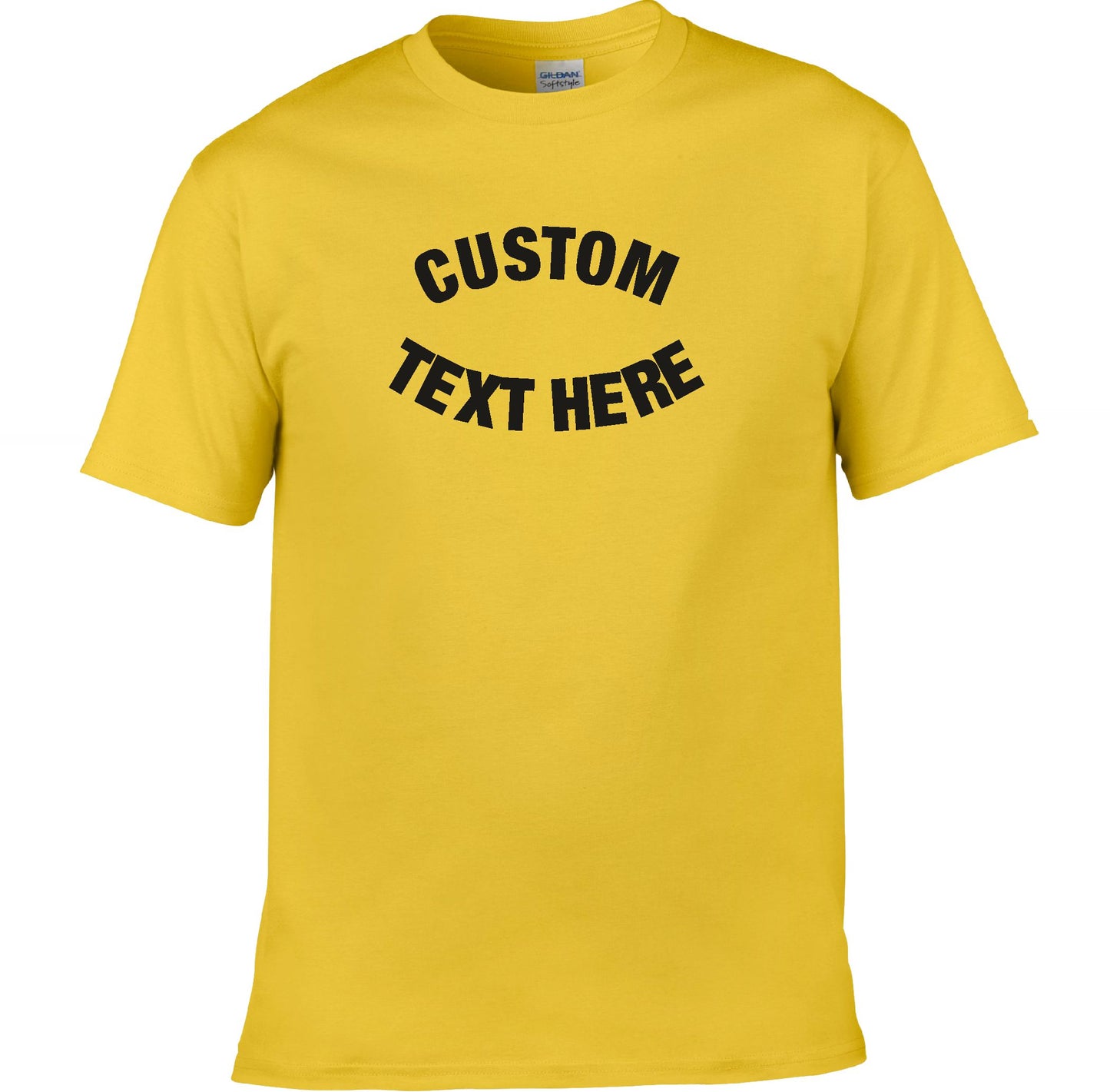 Custom Printed Curved Text T-Shirt - Personalised, Retro College Style, Various Colours