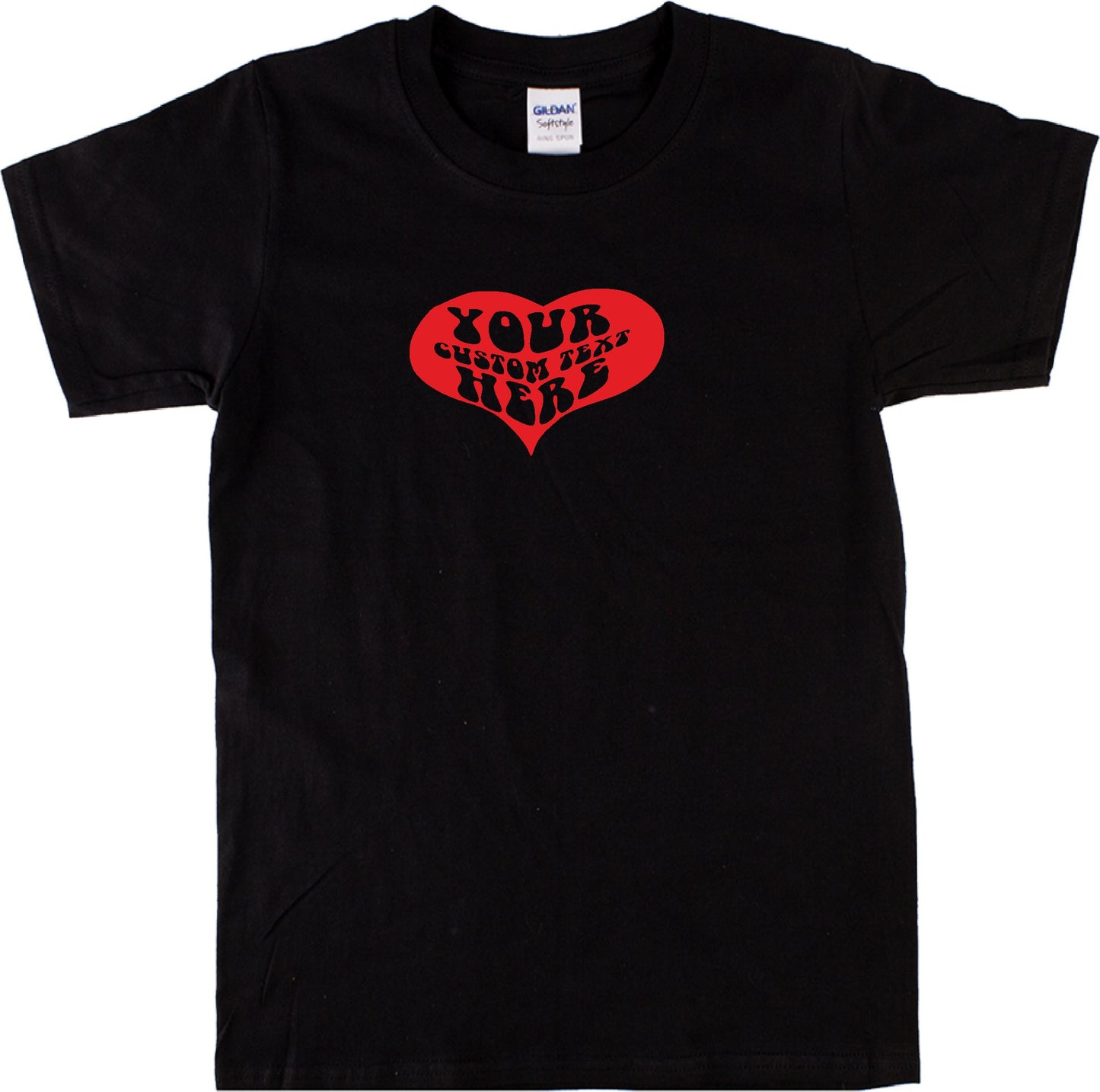 Personalised Custom Printed Heart T-Shirt - Hippie, Retro, Various Colours S-XXL