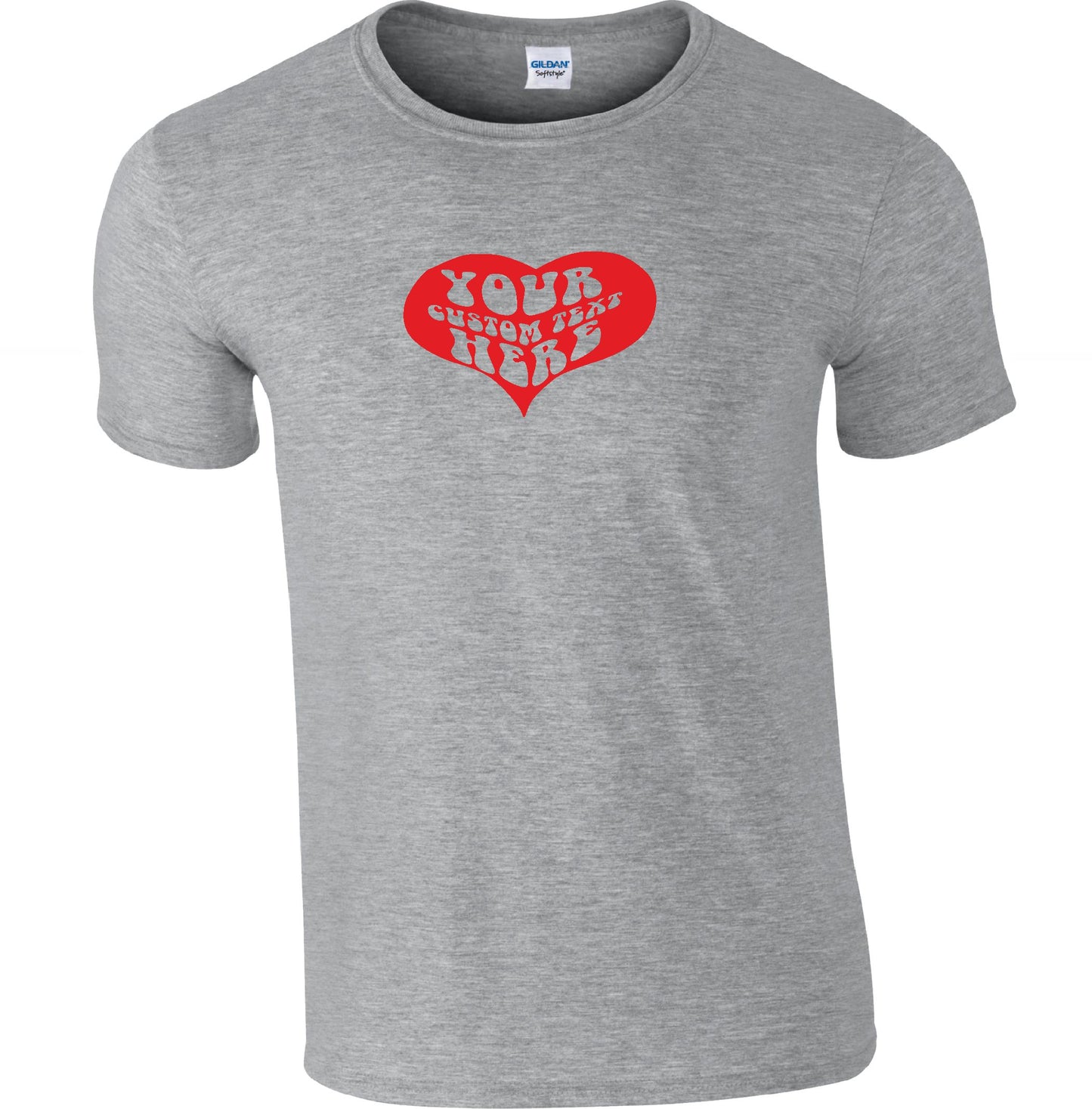 Personalised Custom Printed Heart T-Shirt - Hippie, Retro, Various Colours S-XXL