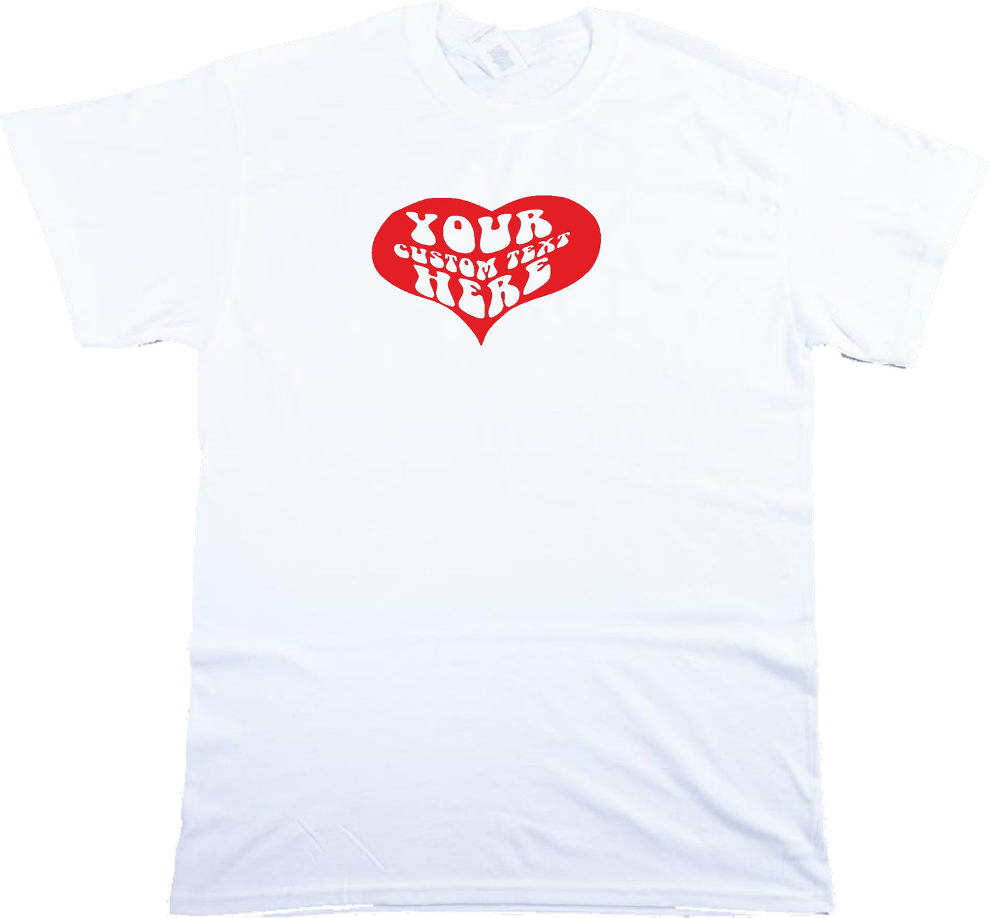 Personalised Custom Printed Heart T-Shirt - Hippie, Retro, Various Colours S-XXL