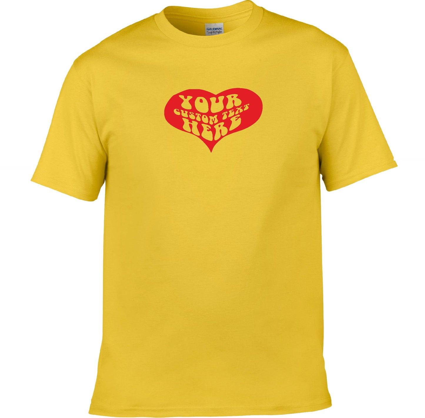 Personalised Custom Printed Heart T-Shirt - Hippie, Retro, Various Colours S-XXL