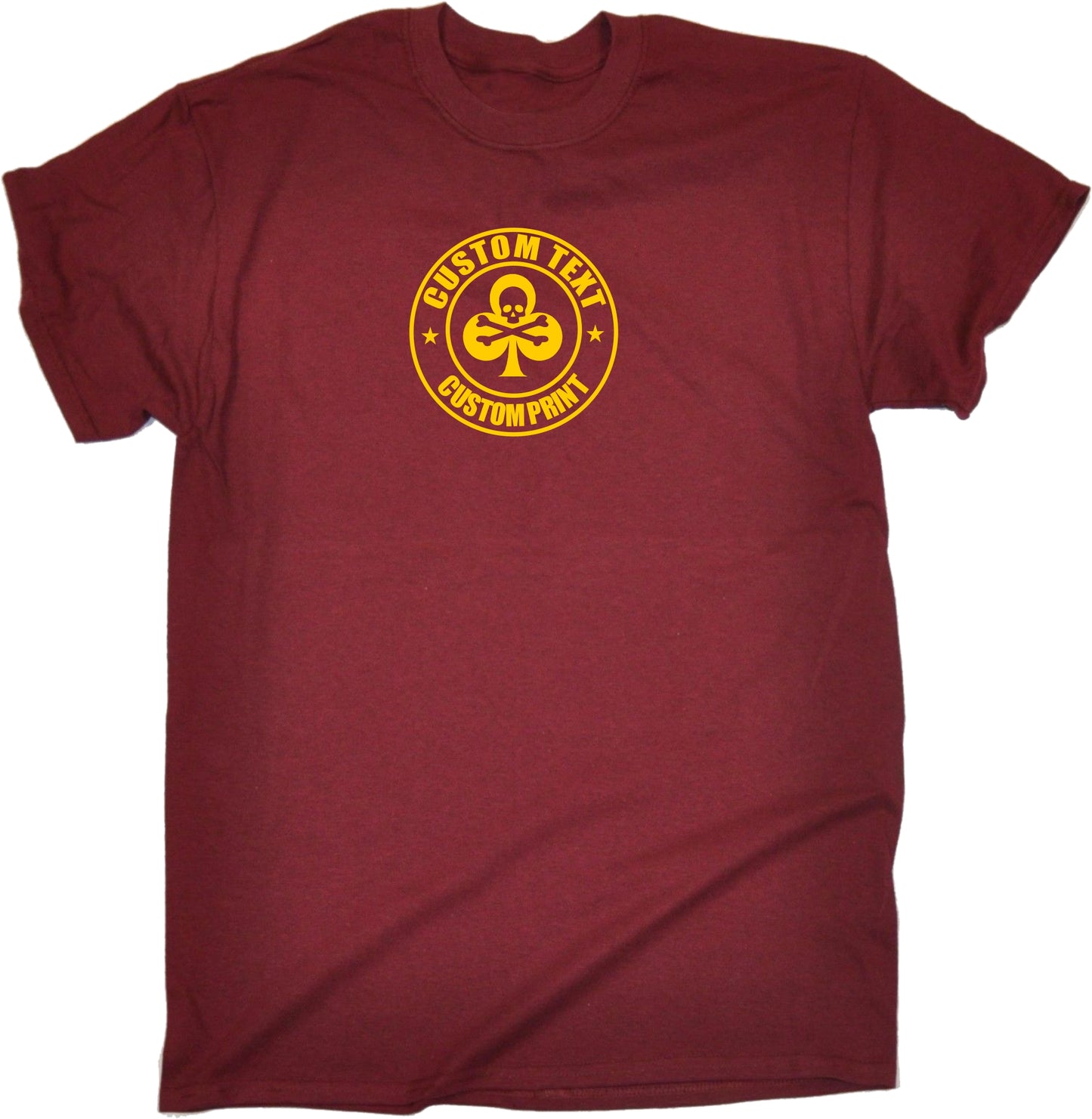 Custom Print Skull Logo T-Shirt - Club, Clover, Rocker, Punk, Various Colours