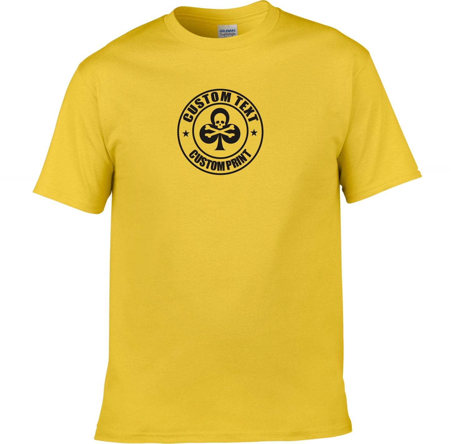 Custom Print Skull Logo T-Shirt - Club, Clover, Rocker, Punk, Various Colours