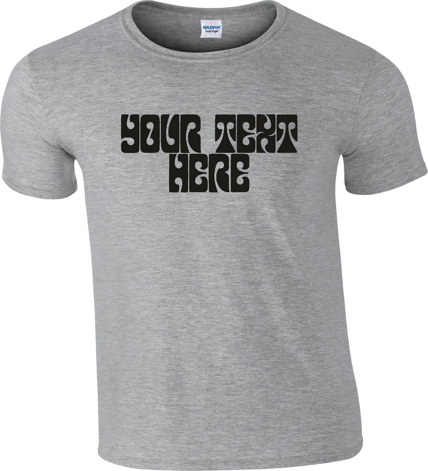 Personalised Custom Printed T-Shirt - Retro Psychedelic Font, 60s, 70s, Various Colours