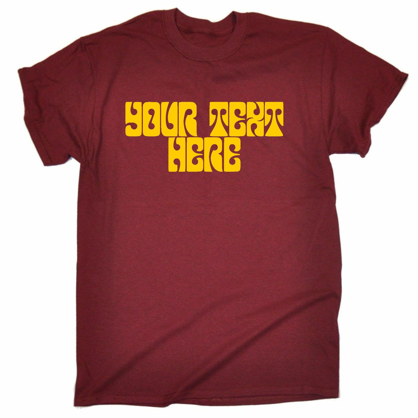 Personalised Custom Printed T-Shirt - Retro Psychedelic Font, 60s, 70s, Various Colours