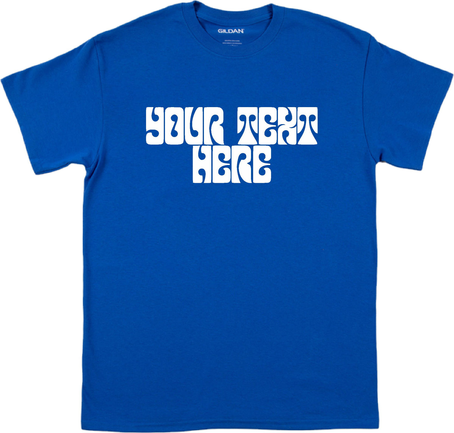 Personalised Custom Printed T-Shirt - Retro Psychedelic Font, 60s, 70s, Various Colours