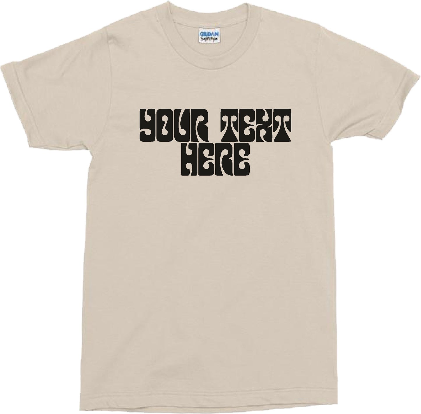 Personalised Custom Printed T-Shirt - Retro Psychedelic Font, 60s, 70s, Various Colours