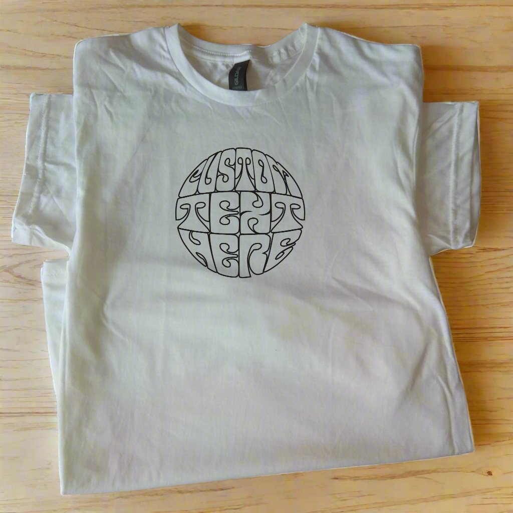 Custom Printed T-Shirt - Personalised Circle Logo Outline, Sub Culture, Various Colours