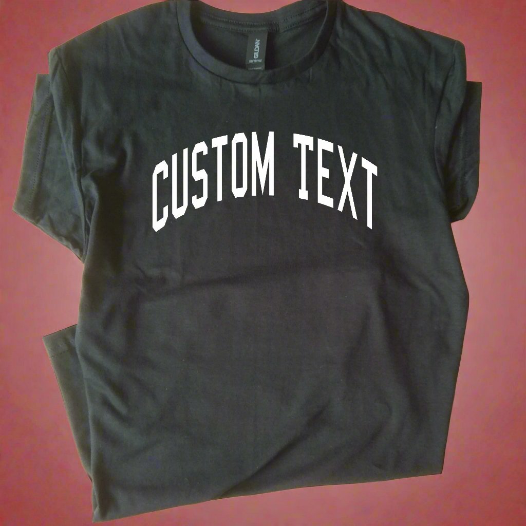 Custom Print Varsity Letter T-Shirt - Personalised Retro Ivy League, College Style, Various Colours