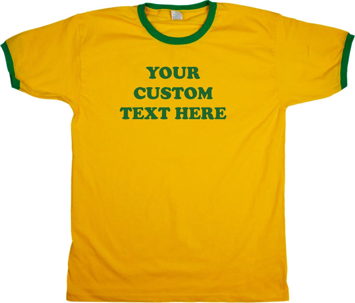 Personalised Custom Printed Ringer T-Shirt - Retro Font, Various Colours