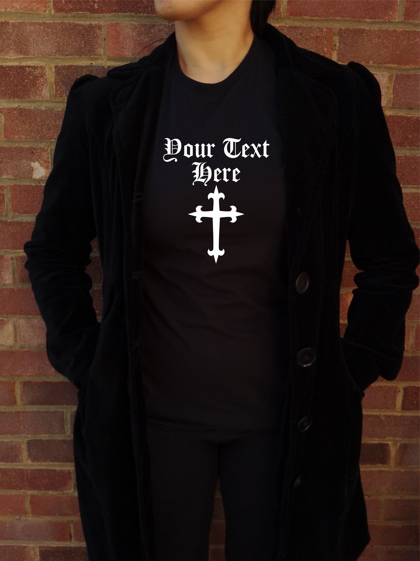 Custom Printed Gothic Cross T-Shirt - Crucifix, Rocker, S-XXL