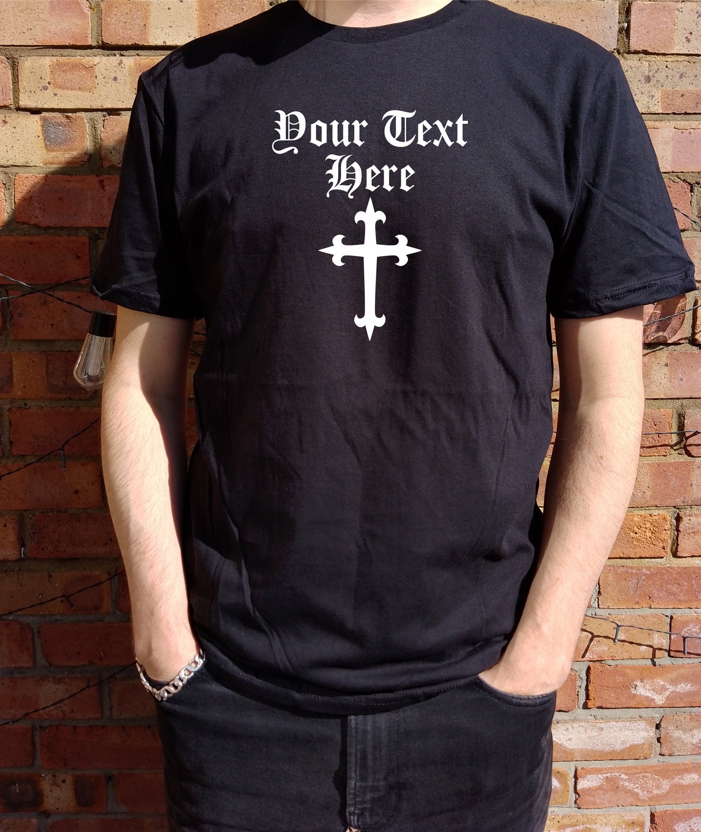 Custom Printed Gothic Cross T-Shirt - Crucifix, Rocker, S-XXL