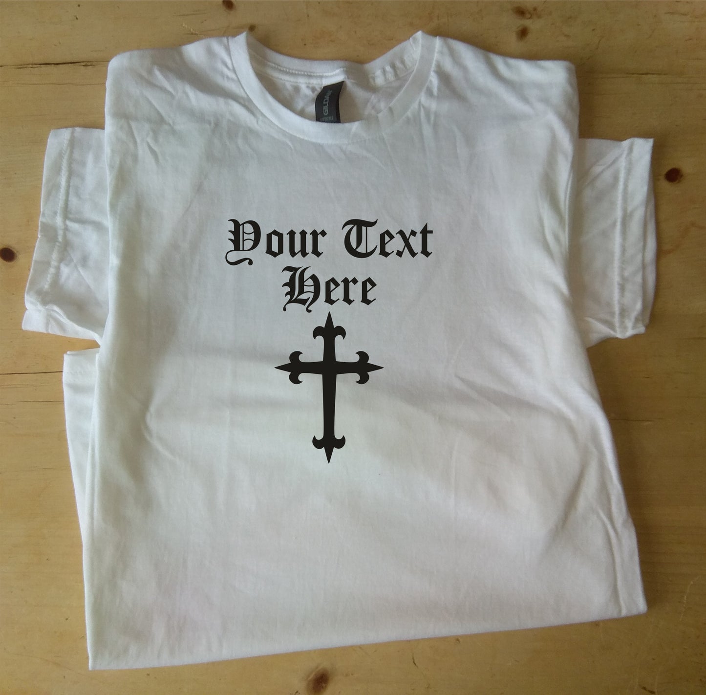 Custom Printed Gothic Cross T-Shirt - Crucifix, Rocker, S-XXL