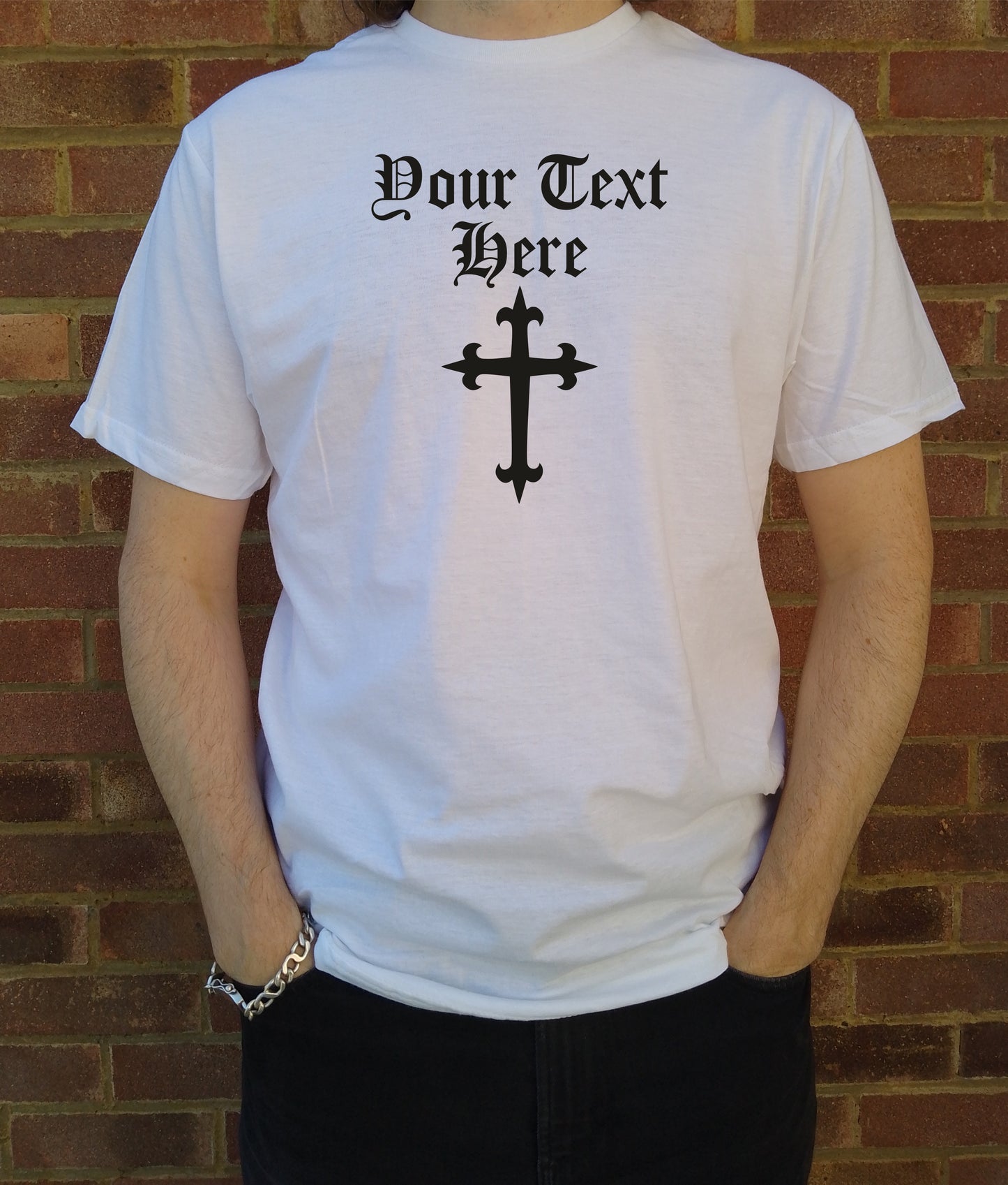 Custom Printed Gothic Cross T-Shirt - Crucifix, Rocker, S-XXL