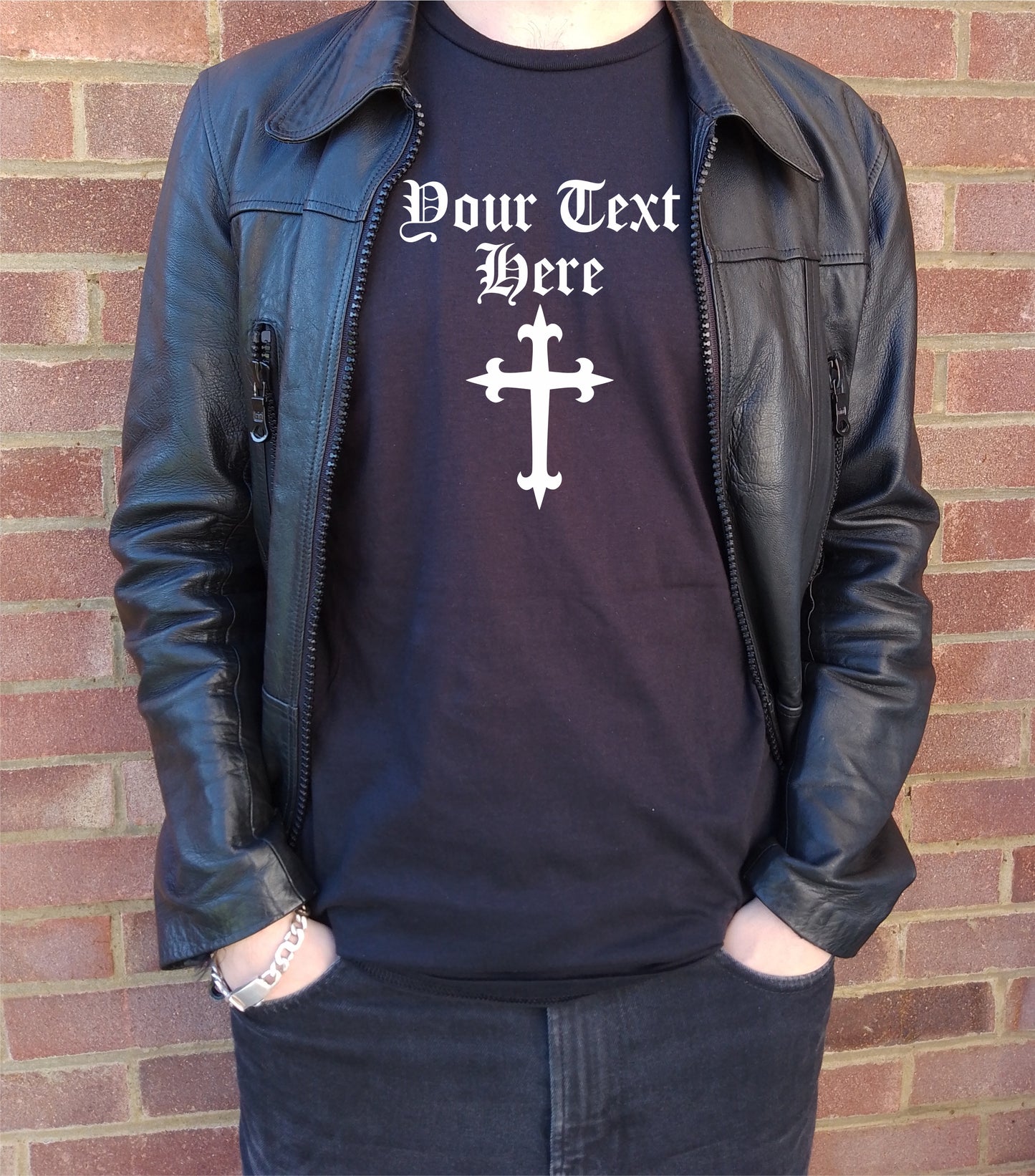 Custom Printed Gothic Cross T-Shirt - Crucifix, Rocker, S-XXL