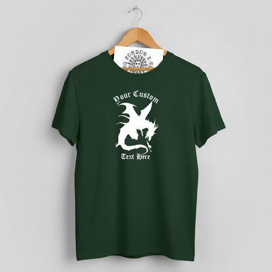 Custom Print Dragon T-Shirt: Add Your Text, Fantasy, Various Colours S-3XL