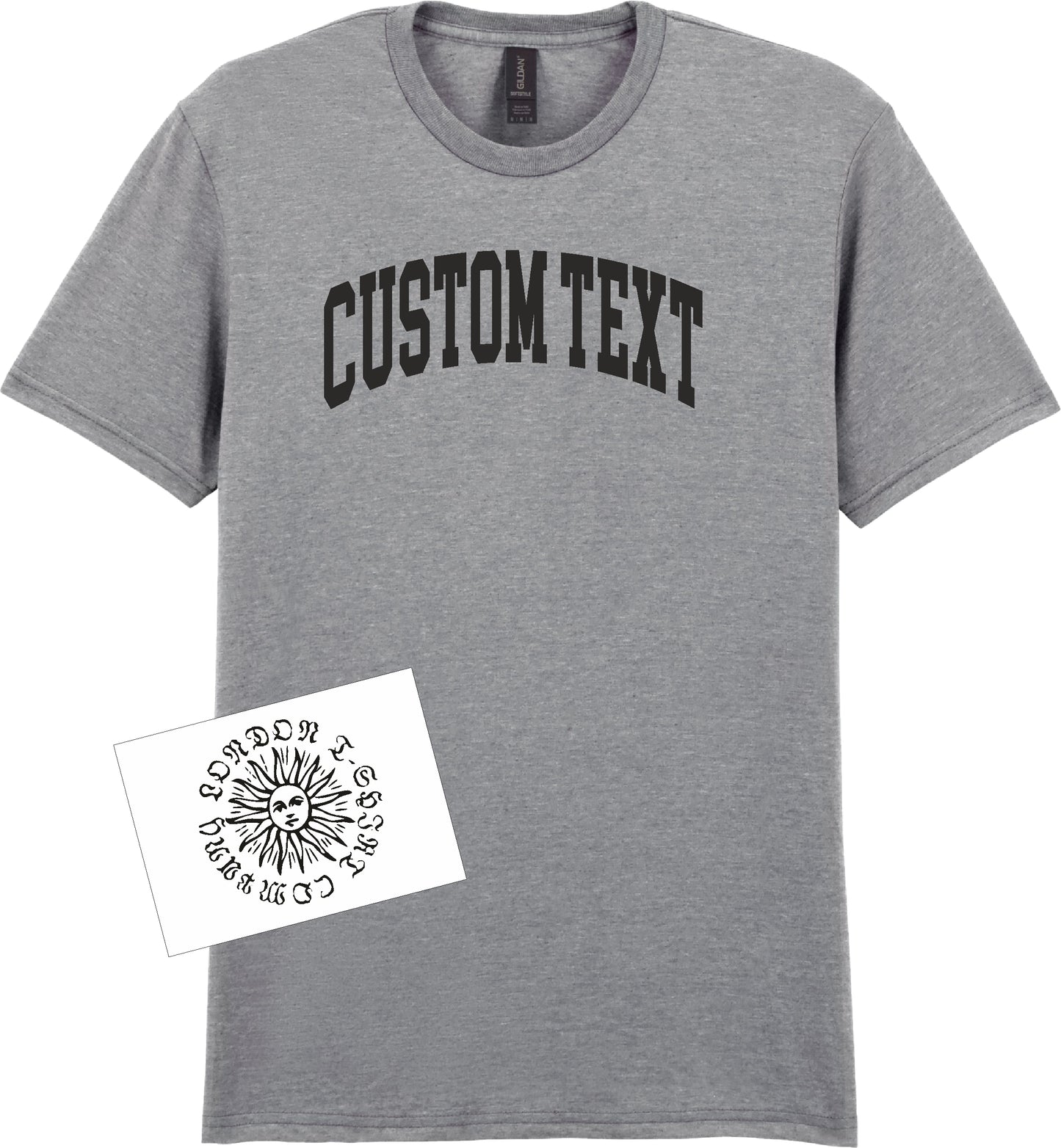 Custom Printed College Style T-Shirt - Personalised, Varsity Preppy Style, Add Your Town Name, Various Colours