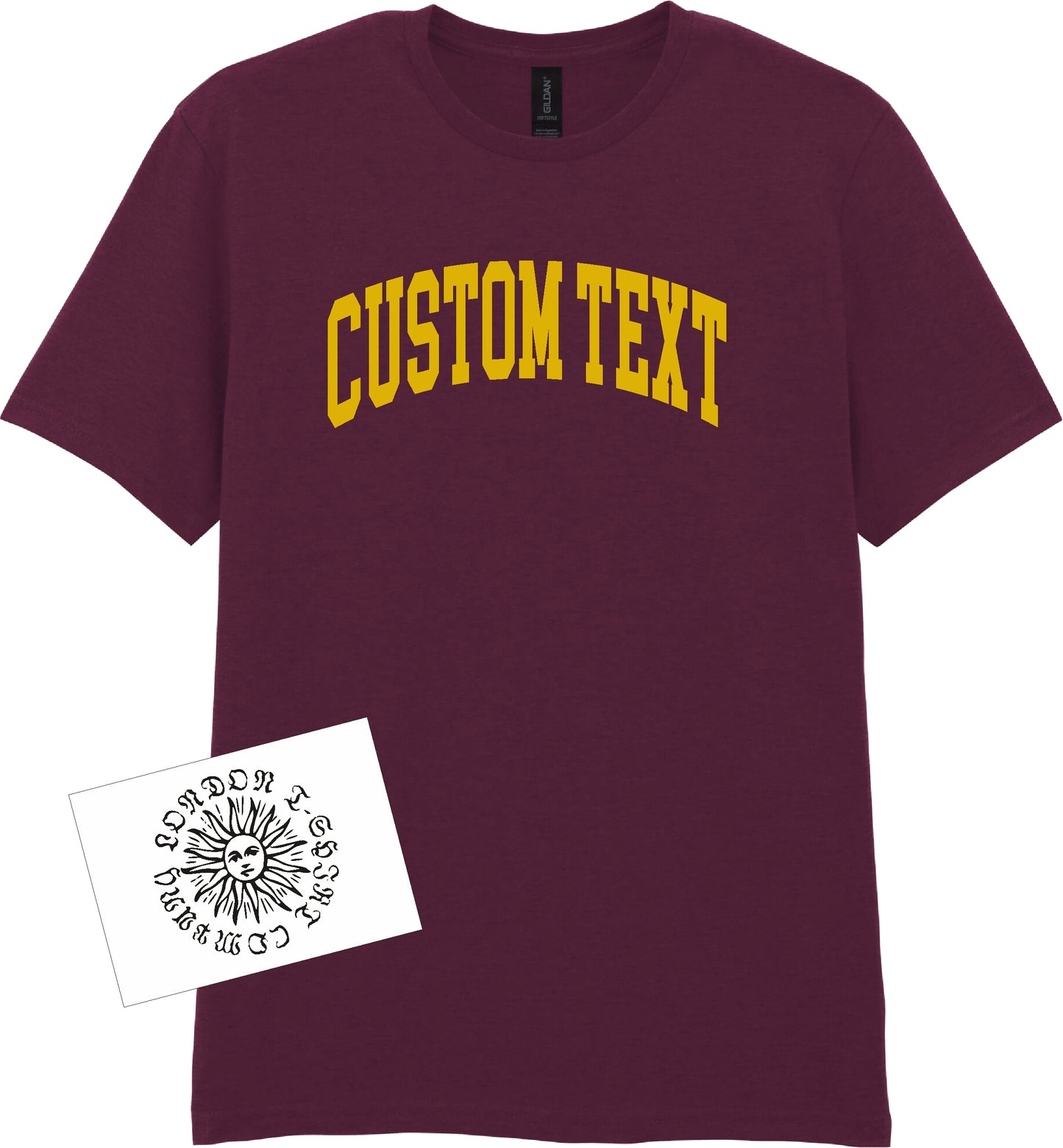 Custom Printed College Style T-Shirt - Personalised, Varsity Preppy Style, Add Your Town Name, Various Colours