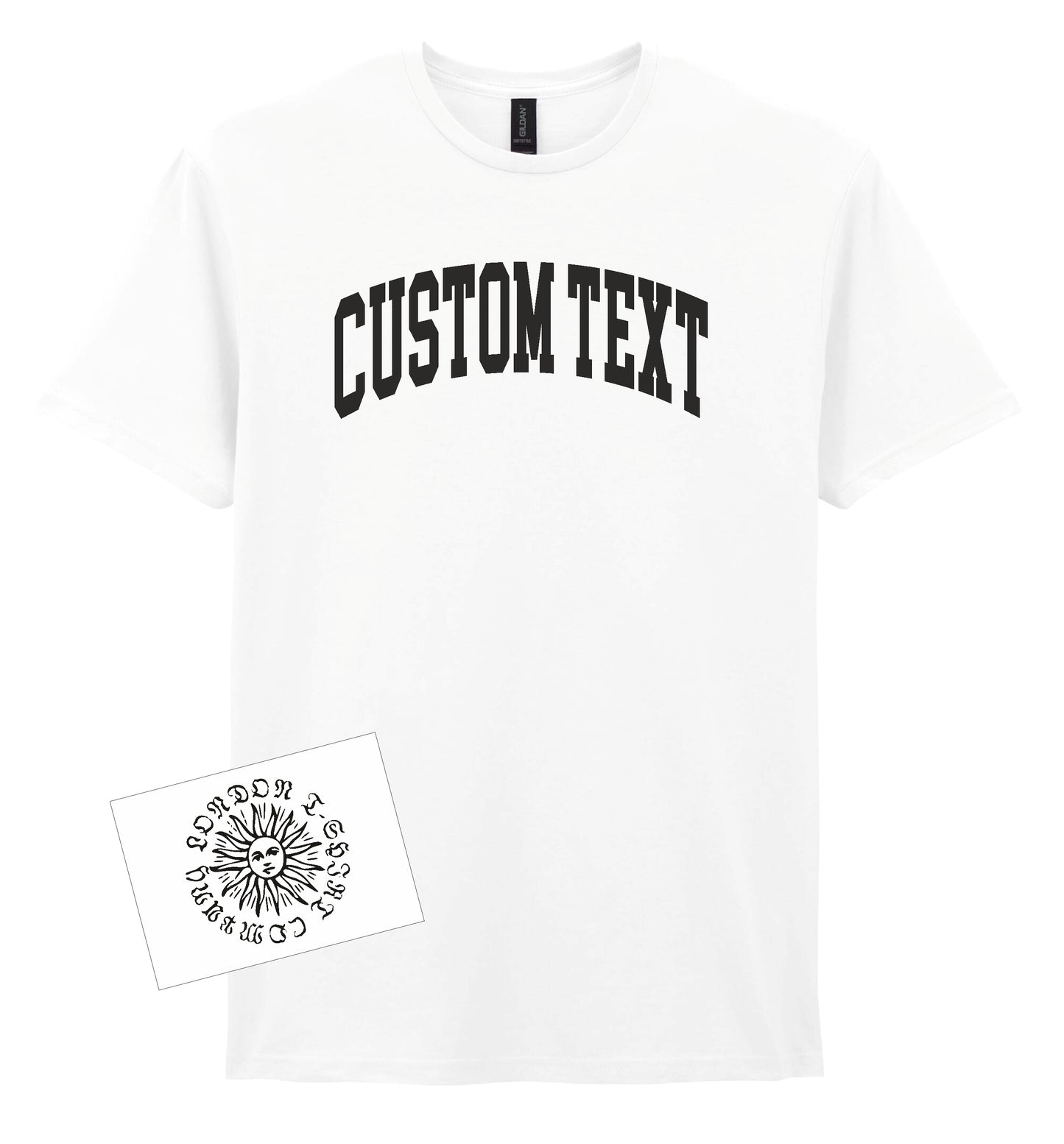 Custom Printed College Style T-Shirt - Personalised, Varsity Preppy Style, Add Your Town Name, Various Colours