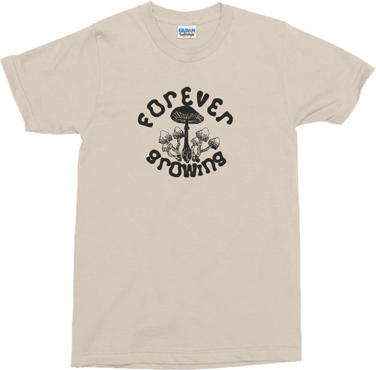 Mushrooms 'Forever Growing' T-Shirt - Nature, Folk, Mycology, Various Colours