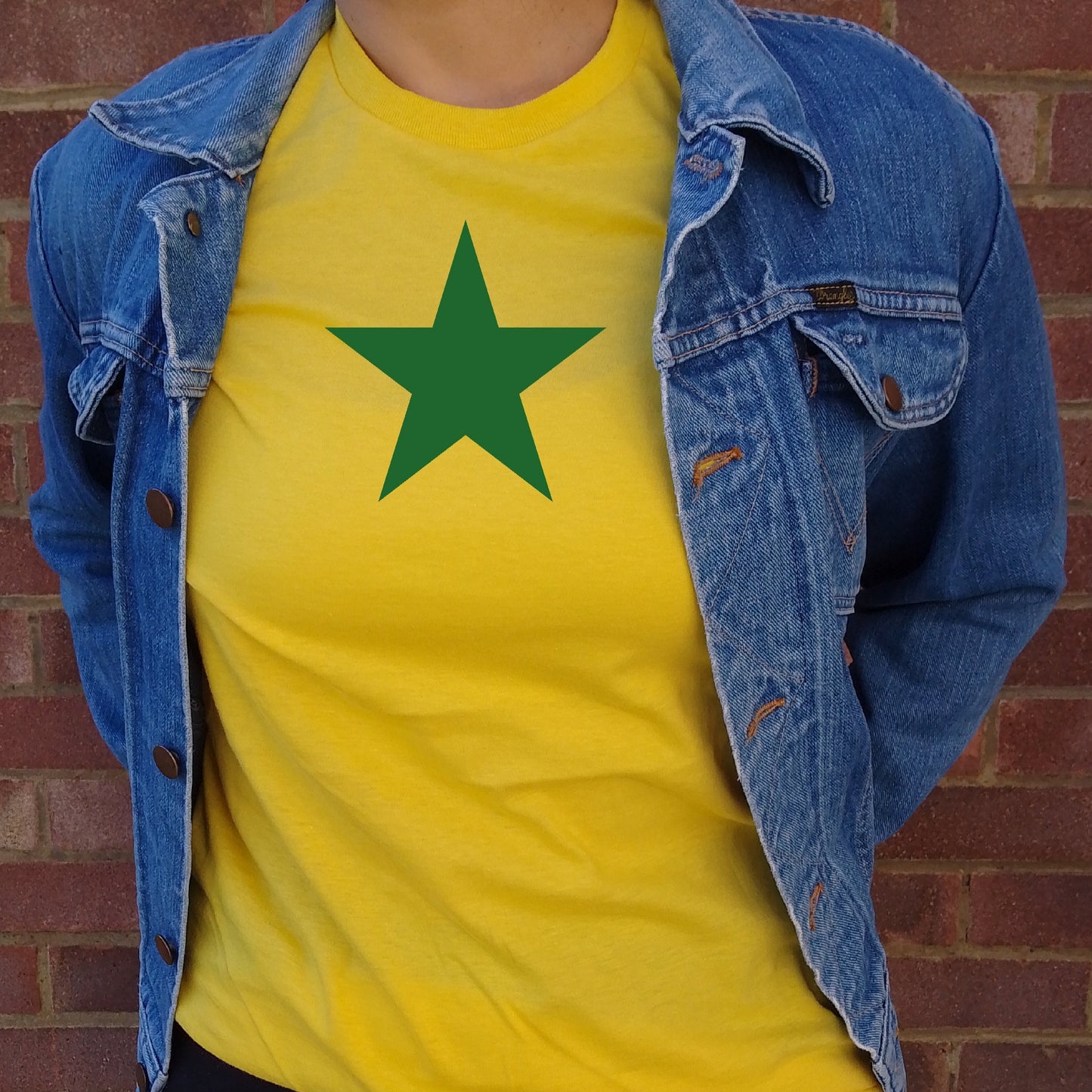 Star, Yellow T-Shirt - Green Star, Retro Punk, Sub Culture, Protest