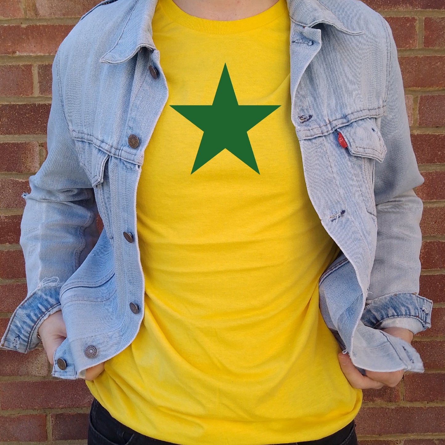 Star, Yellow T-Shirt - Green Star, Retro Punk, Sub Culture, Protest