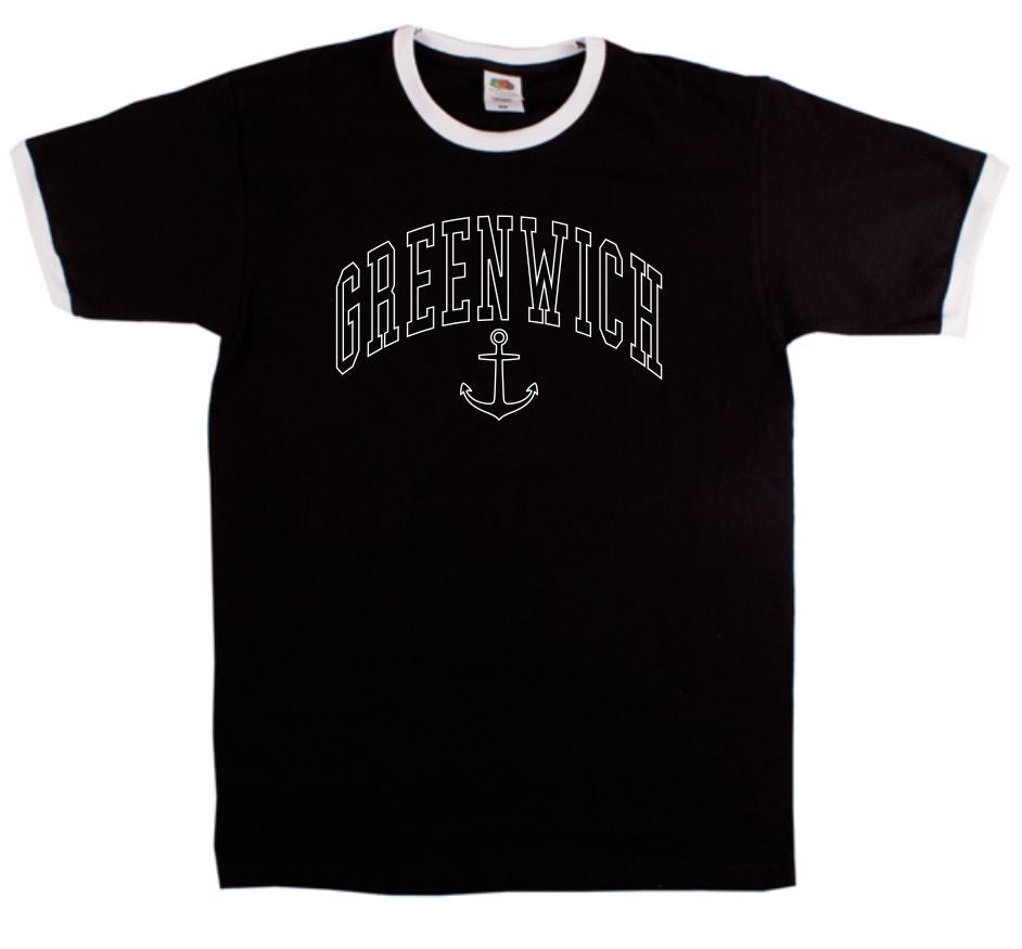 Greenwich Anchor Ringer T-Shirt - London Souvenir, Travel, Various Colours