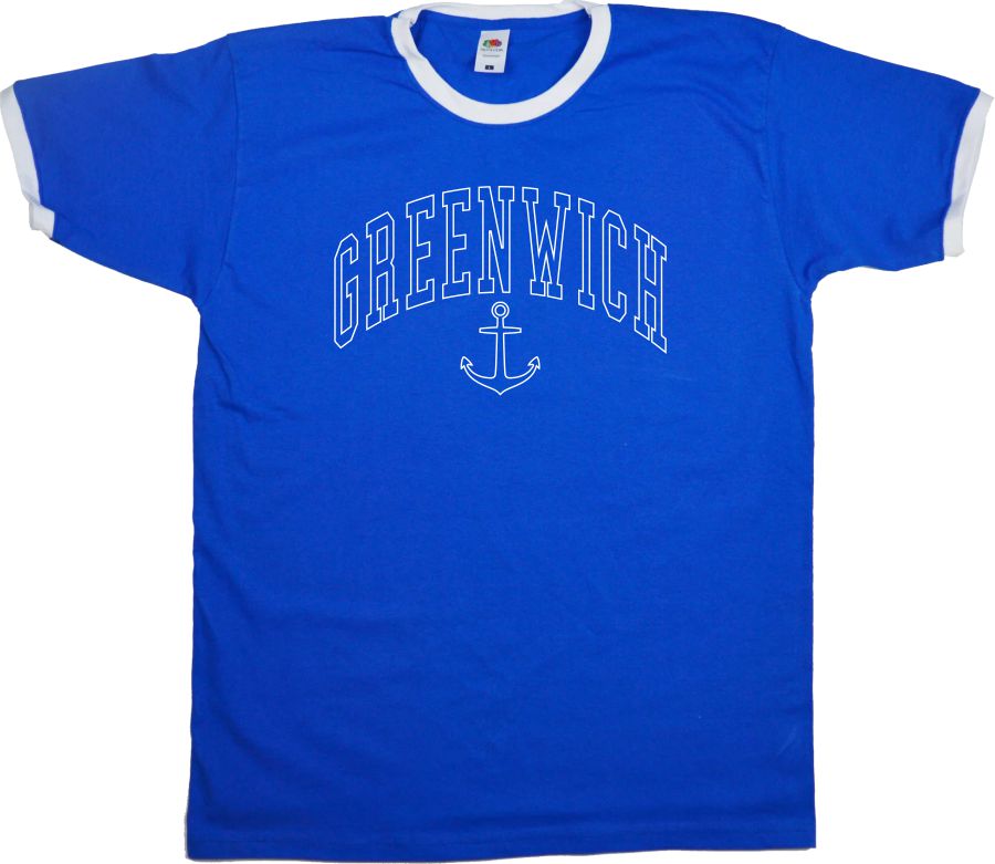 Greenwich Anchor Ringer T-Shirt - London Souvenir, Travel, Various Colours