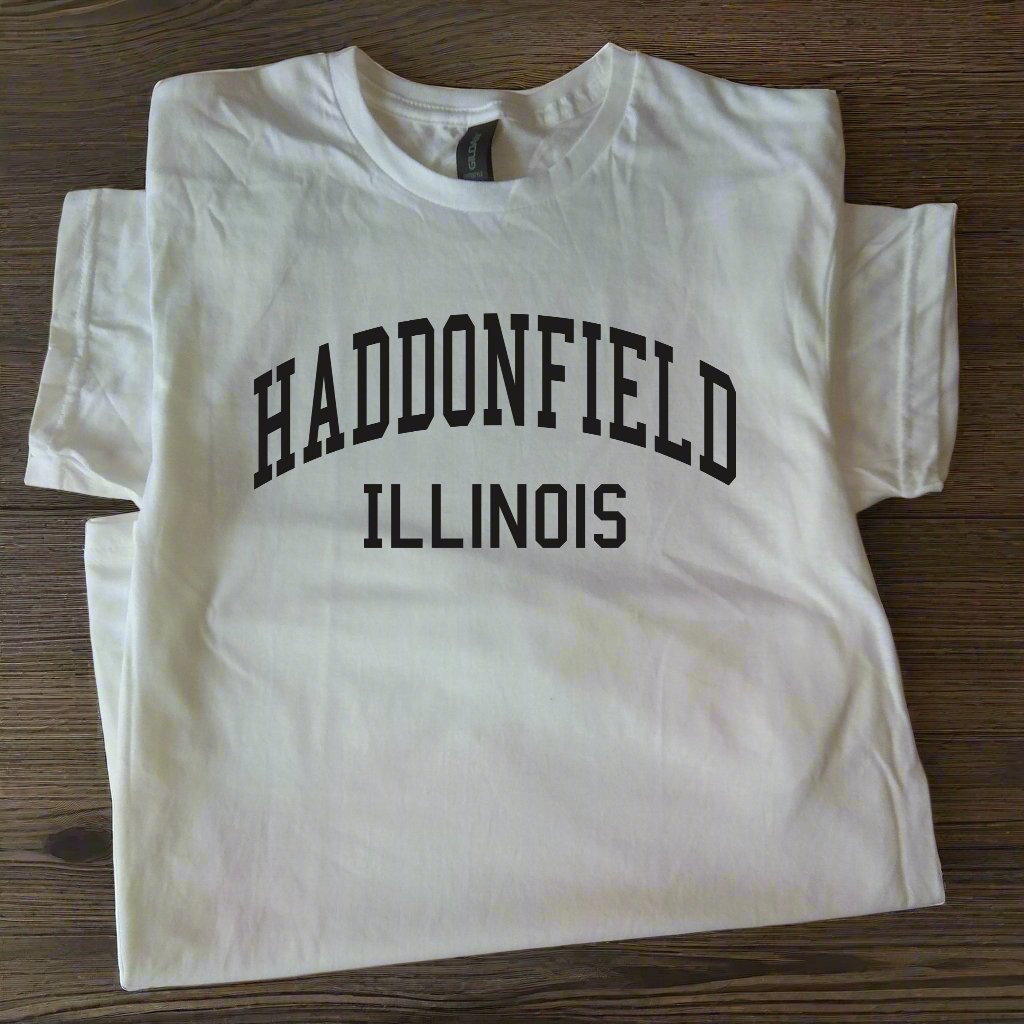 Haddonfield T-Shirt - Retro, Halloween, Fictional Illinois Town, Varsity, S-XXL
