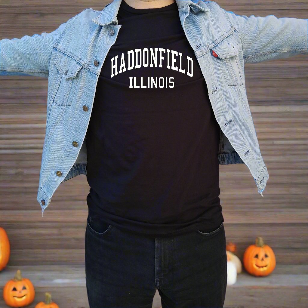 Haddonfield T-Shirt - Retro, Halloween, Fictional Illinois Town, Varsity, S-XXL
