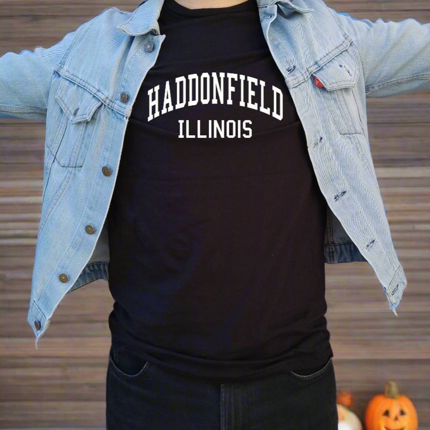 Haddonfield T-Shirt - Retro, Halloween, Fictional Illinois Town, Varsity, S-XXL