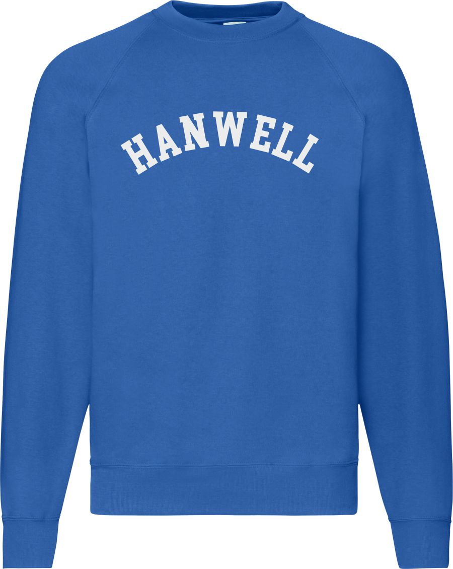 Hanwell Sweatshirt - London Souvenir, Retro Ivy League, Custom Print Add Your Area Name, Various Colours
