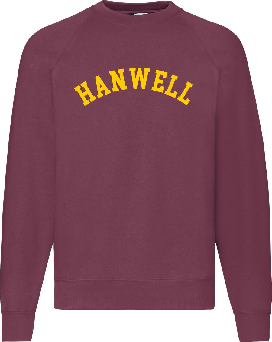Hanwell Sweatshirt - London Souvenir, Retro Ivy League, Custom Print Add Your Area Name, Various Colours