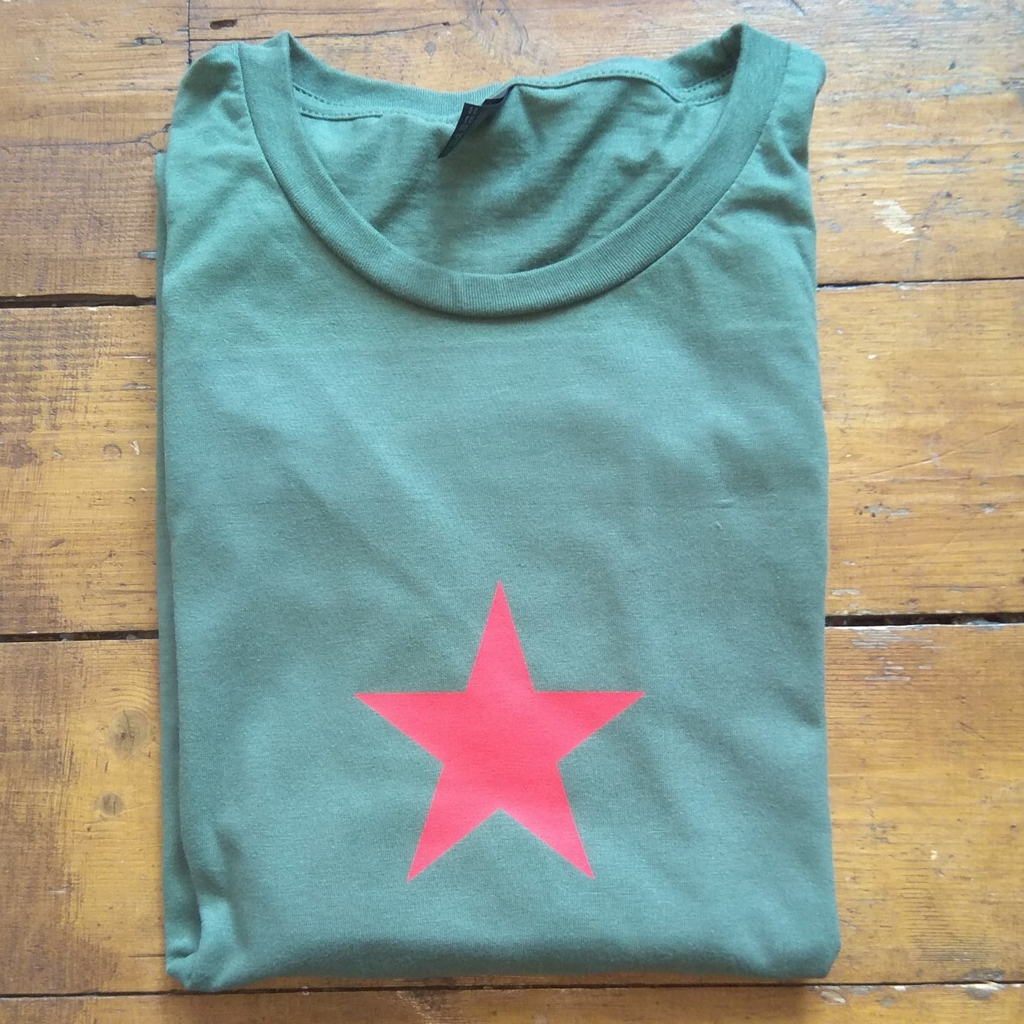 Red Star T-Shirt - Military Green Top, Retro Punk, Sub Culture, Protest, S-XXL