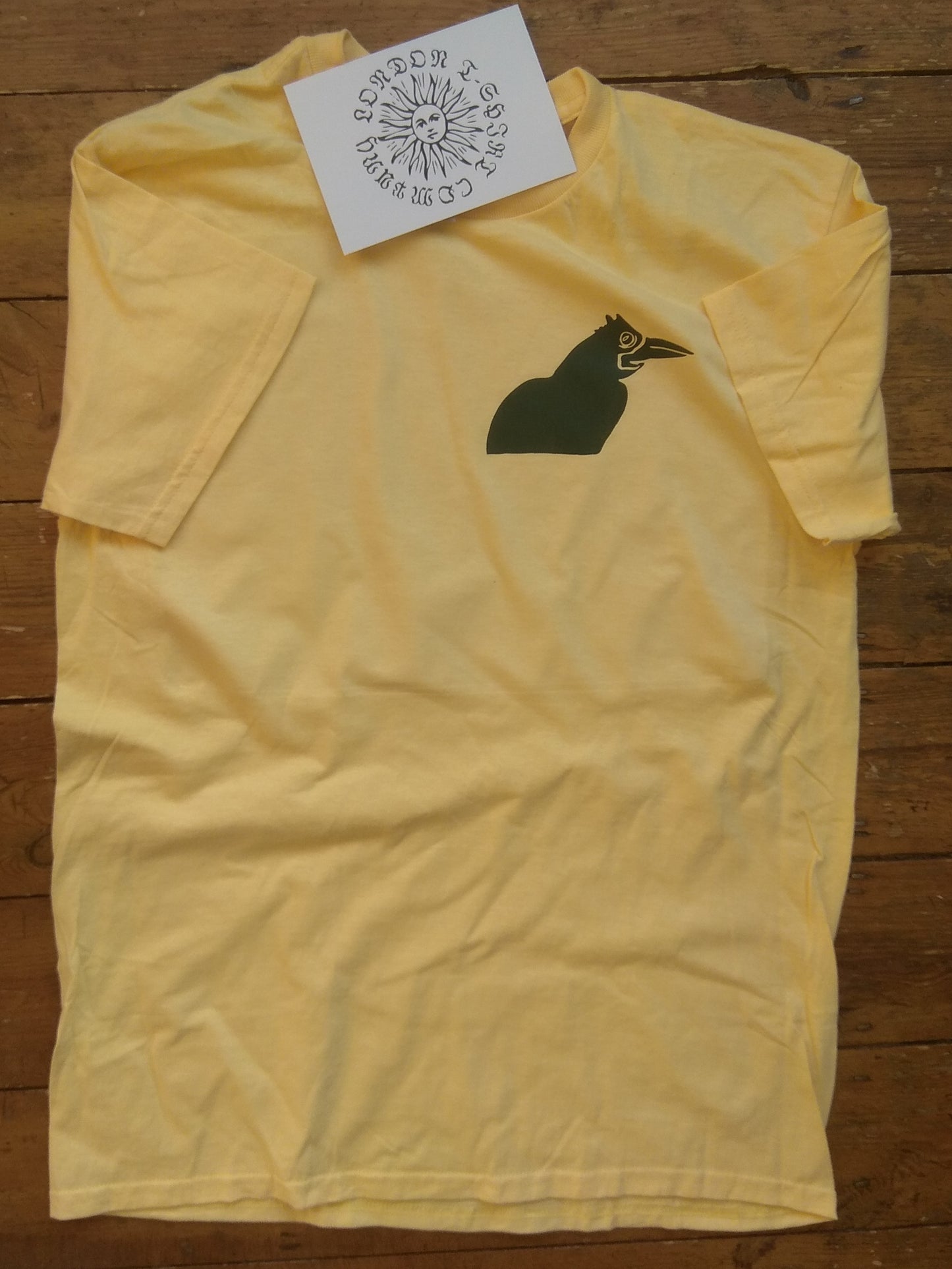Rook T-Shirt - Crow Bird Sketch, Cornsilk Yellow, Size Medium, 1 Left