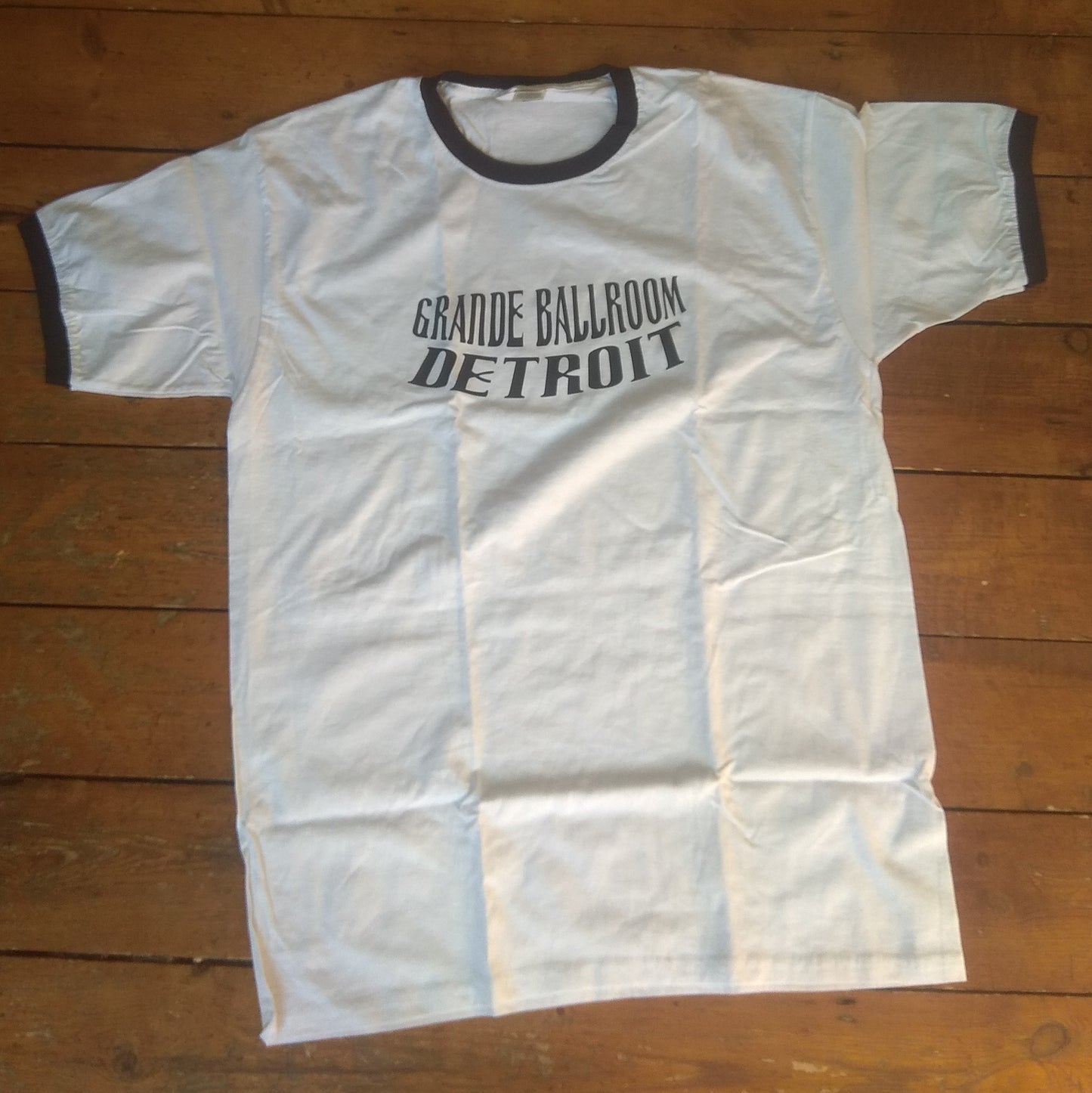 Grande Ballroom Detroit Ringer T-Shirt - Rock And Roll Venue, 60s, The Stooges, MC5, Size Large, 1 Left